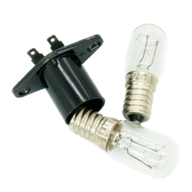 Adaptador de soporte de lámpara Led E14, piezas de horno microondas de luz de 220V, 15W, 4cm de ancho, pie curvado, resistente a altas temperaturas, 5 uds.