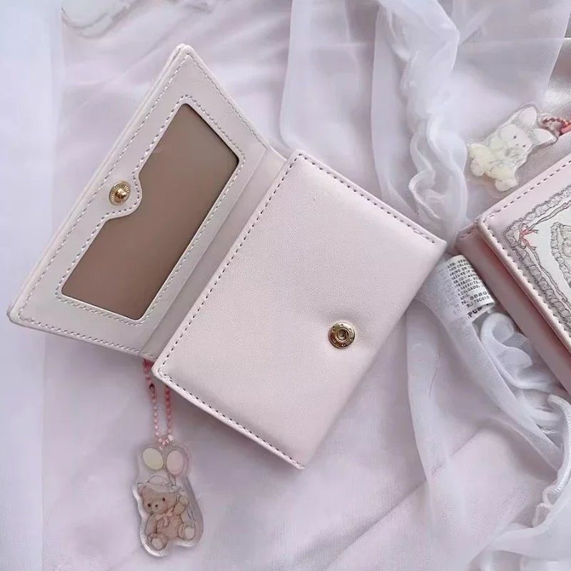 Sweet Wallet for Women Cute Original Square Fold Coin Purse Pu Leather Zip Animal Prints Aesthetic Bag Youth Wallet