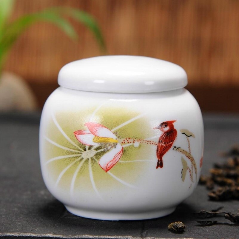 Mini boîte à thé Portable créative en céramique, récipient traditionnel chinois à thé avec motif de peinture chinoise
