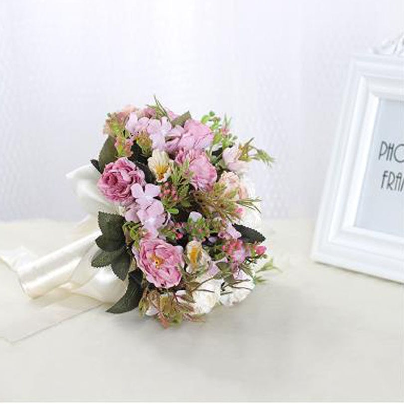 neue 7 Farben hochzeit Strauß Handgemachte Rosen Rosen buque de noivas hochzeit blumen braut sträuße