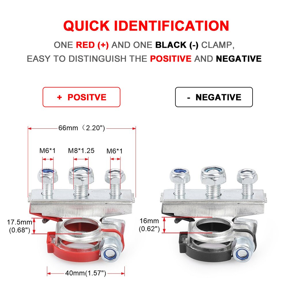 Automotive Car Top Post Battery Terminals Wire Cable Clamp 1Pair 12V 24V Terminal Connectors Car Accessories