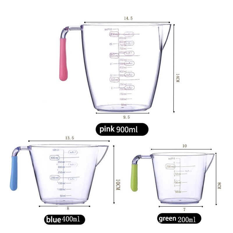 3 Cup Handle Water Milk Egg Scale Measuring Cup Mug Measurement Tool - Transparent Cup