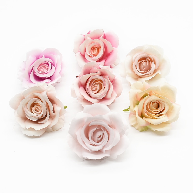 10 stycken konstgjorda blommor siden rosor heminredning tillbehör bröllop scrapbook godis box arrangemang diy brosch jul
