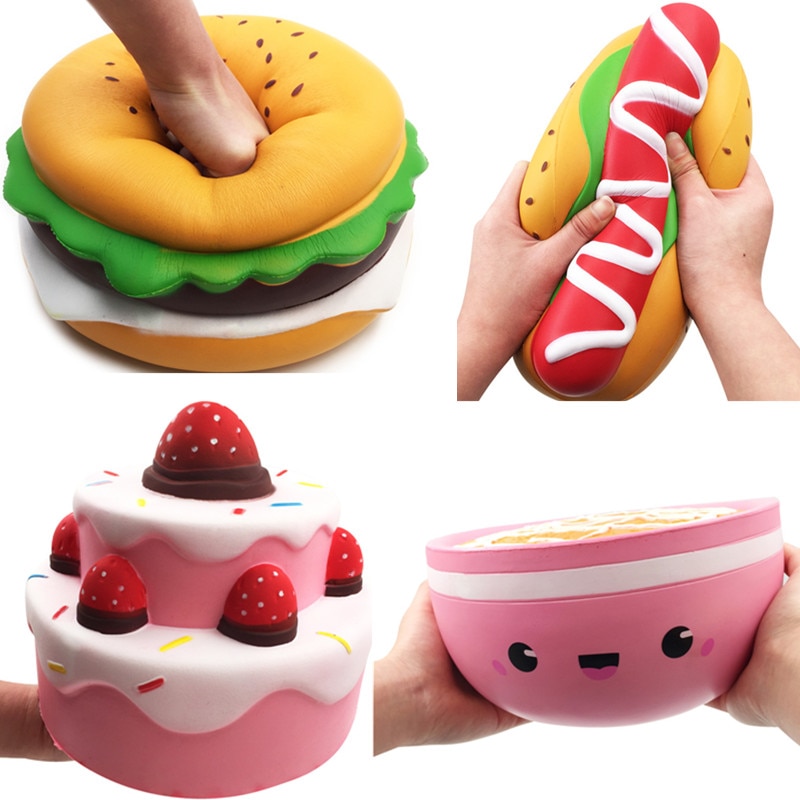 Beste Giant Squishy Aardbei Taart Hamburger Hotdog Kom Voedsel Squishies Woninginrichting Fantasiespel Speelgoed