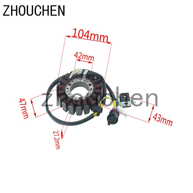 Motorcykel generator magneto stator coil comp passer til linhai 250cc 300cc feishen moto scooter atv motorer cq -168