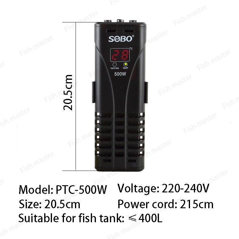 Fish tank heating rods PTC heating rods to cut off the water and power off the constant temperature aquarium frequency heater: SOBO PTC 500W / EU  adapter plug