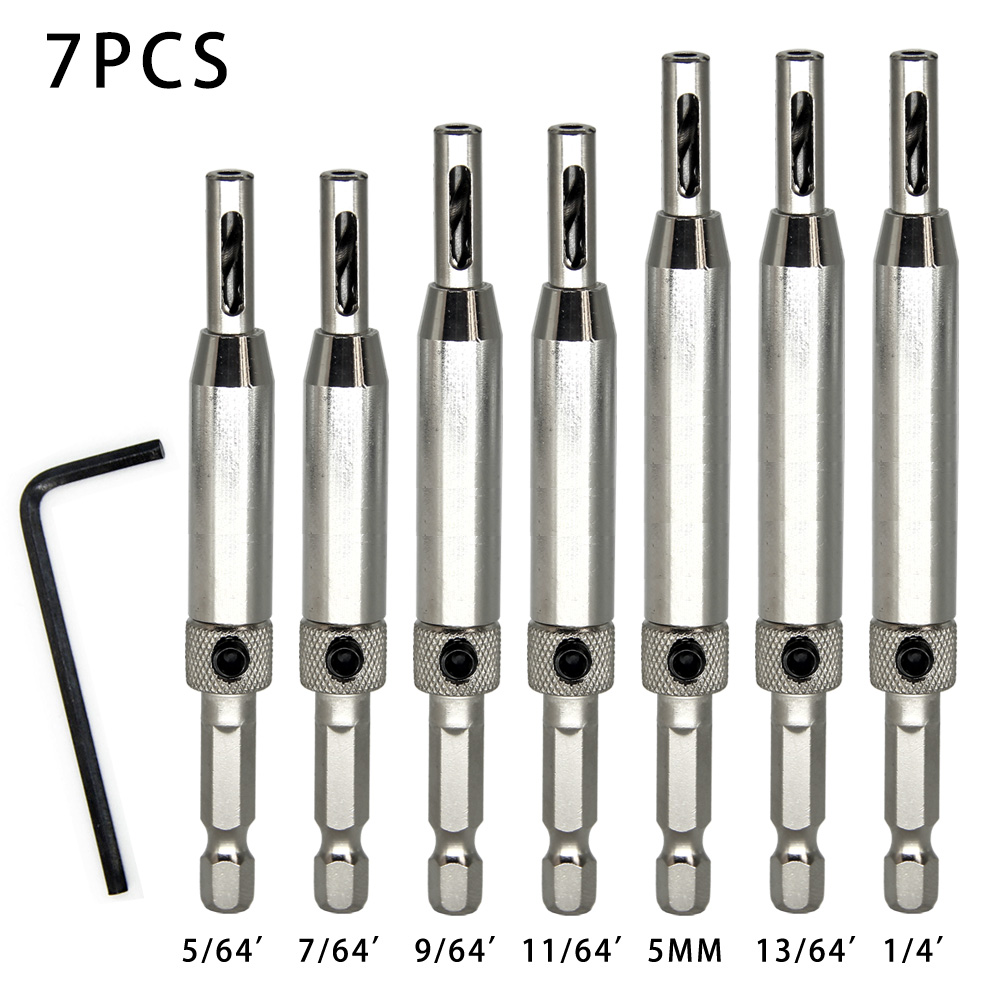 1/3/4/7 peças hss 1/4 ''hex shank autocentrante fechadura da porta dobradiça broca ferramenta de furo piloto 5/64 7/64 9/64 11/64 13/64 1/4 polegadas
