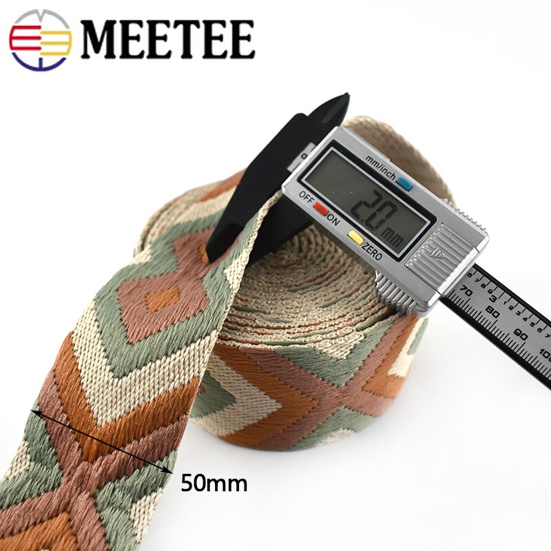 Meetee 2M 50Mm 2Mm Dik Polyester Jacquard Webbing Bag Riem Riem Geweven Patroon Lint Band Diy Kledingstuk naaien Omboordsels Tape