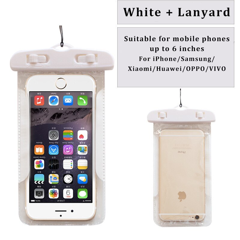 Pływające wodoodporna etui na szyję pasek na szyję smycz wielofunkcyjne podwodne TPU sucha torba dla Huawei Honor 10 P20 Lite dla iPhone 7: White