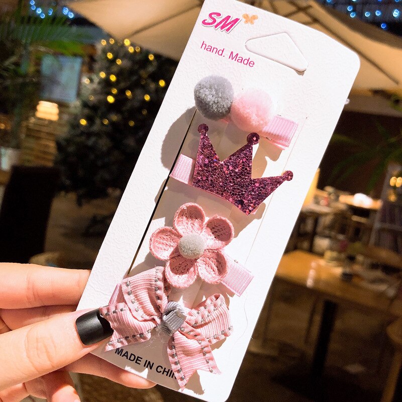 Warmom 5 Stks/set Baby Meisjes Haarspelden Kinderen Bows Crown Haarspelden Kids Clips Haar Accessoires Mode Prinses Bloem Barettes: 1