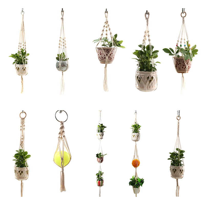 Macrame Plant Hangers Different Designs - Handmade Indoor Wall Hanging Planter Plant Holder Basket