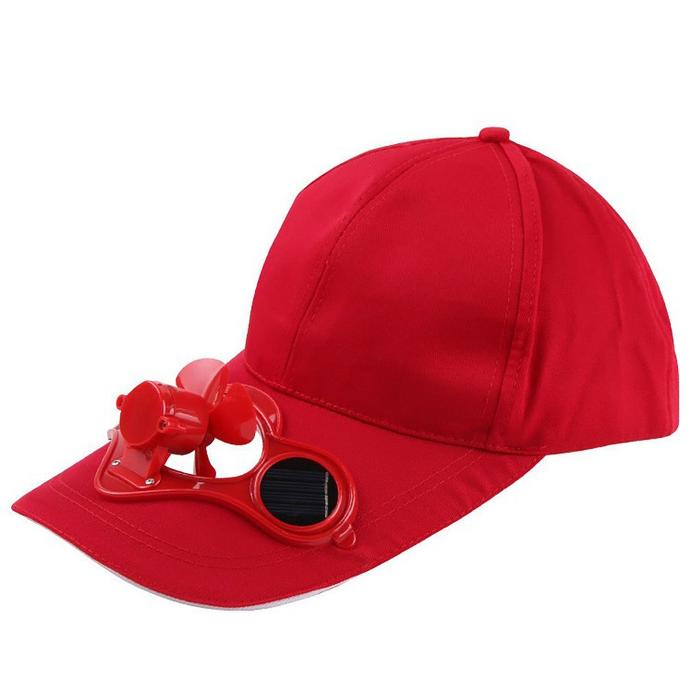 Sunscreen Powered Fan Hat Summer Outdoor Sports Hat Sun Protection Cap With Solar Fan Bicycle Climbing Baseball Cap: Red
