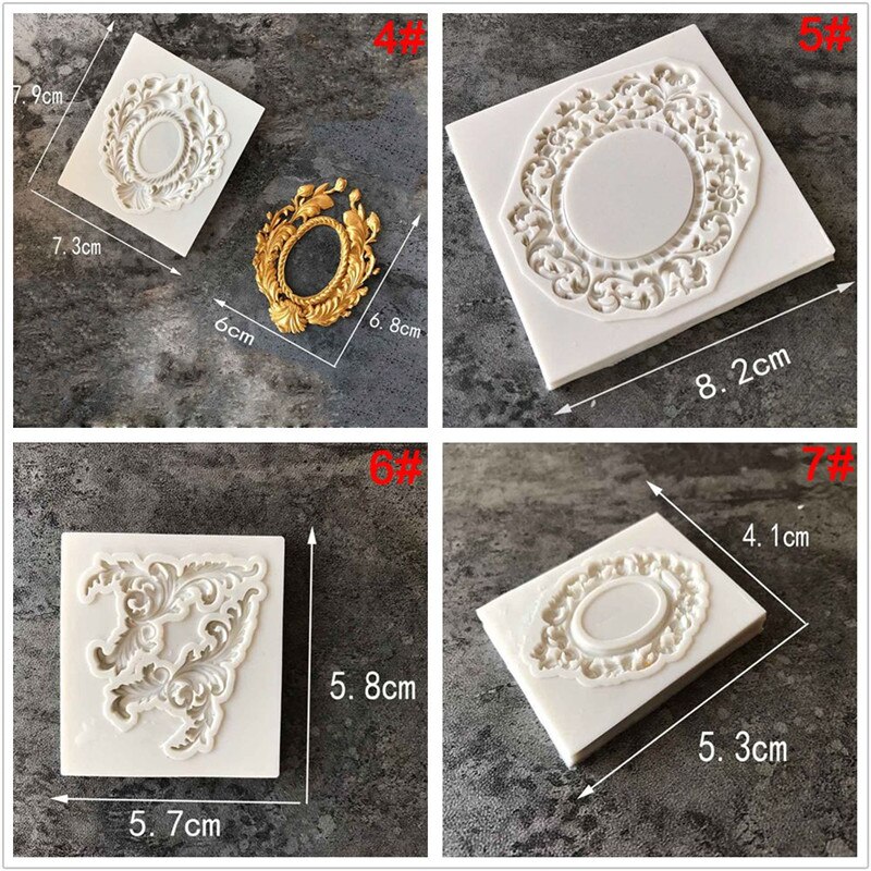 1Pcs Gray Fondant Mold Frame Retro Frame Embossed Frame Mold 3D Silicone Cake Decoration Mold