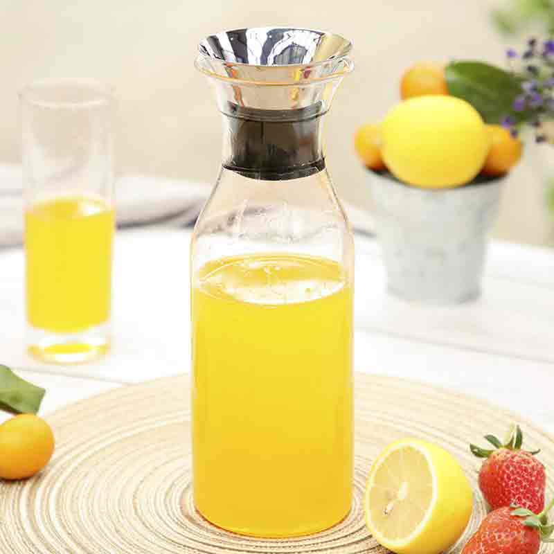 1500ml 35Oz Glas Pitcher Drip-gratis Karaf met Rvs Siliconen Flip-top Deksel Glas Water pitcher Koelkast Ice Tea Maker