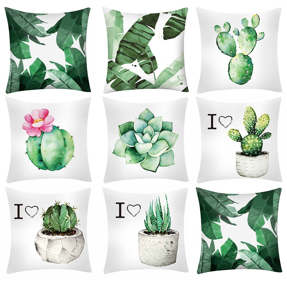 Quare Cactus Banana Leaf Print Kussensloop Polyester Sofa Auto Kussen Cover Home Decor