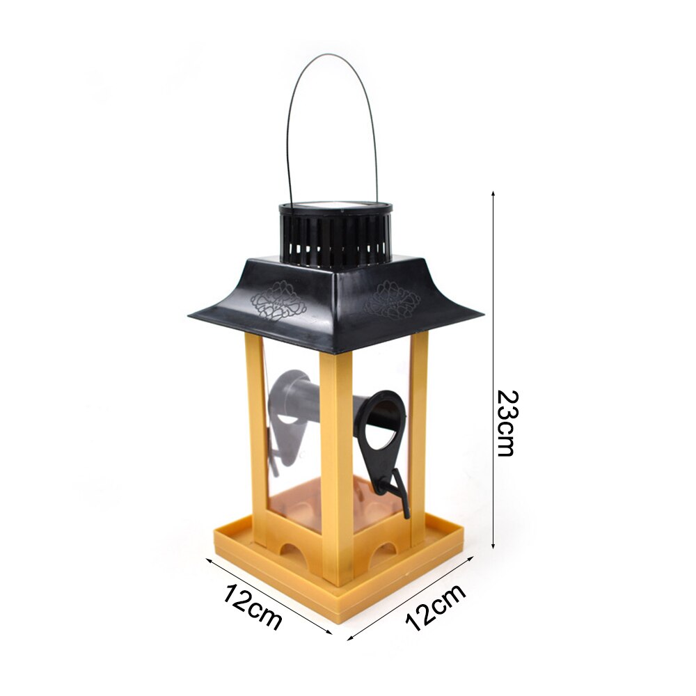 Parrot Crow Feeder Yard Decor Parrot Feeder Solar LED Light Hanging Bird Feeder Outdoor Balcony Bird Feeding Station