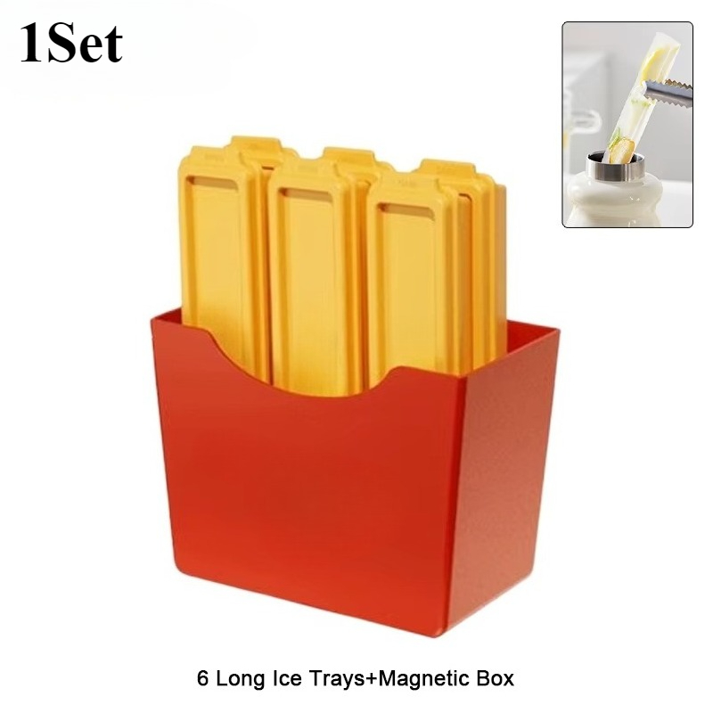 1-10Sets French Fries Ice Cube Mold Long Bar Silicone Tray for Freezer Homemade Ice Sticks Cocktail Maker BPA Free Kitchen Tools: Blue