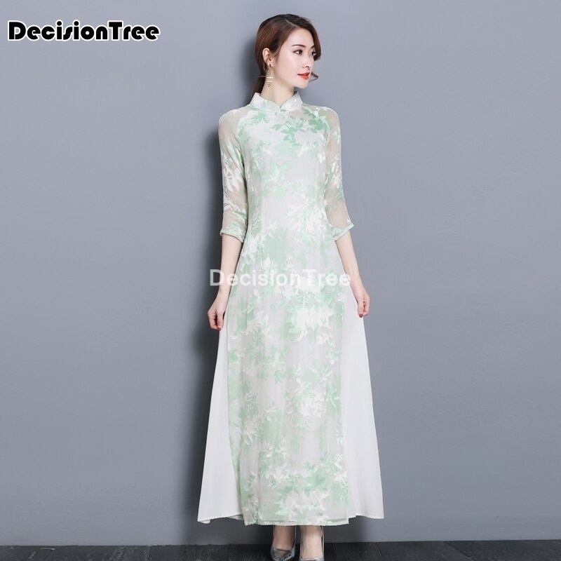 Aodai vietnam qipao jurk voor vrouwen traditionele kleding ao dai chinese jurken knielange oosterse jurk voor vrouwen