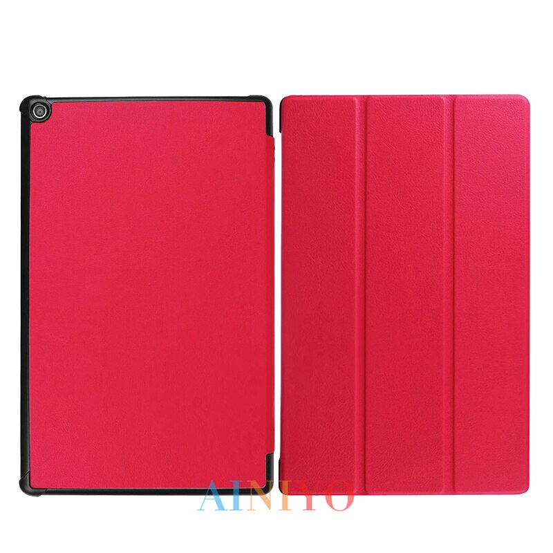 Pokrowiec na Amazon New Fire HD10 2019 pokrowiec na Tablet Funda na ogień HD 10 2017 pokrowiec Slim magnetyczny składany statyw Shell + film długopis stylus: red-MBZ