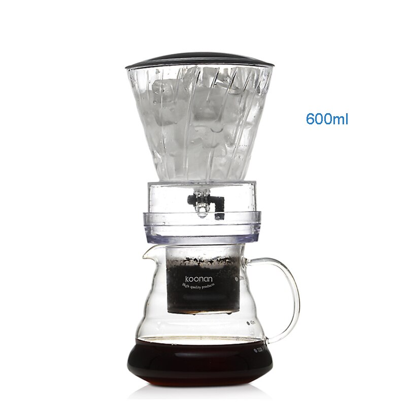 YRP Water Drip Coffee Machine Reusable Filter Tools Glass Espresso Coffee Dripper Pot Ice Cold Brew Coffee Maker ice kettle: 600ml