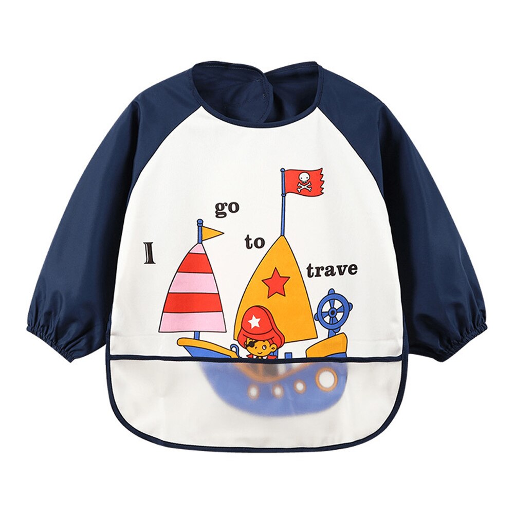 Nuovo arrivo bambino impermeabile bambino mangiare abbigliamento maniche lunghe per bambini grembiule animali del fumetto alimentazione grembiule bavaglino Bandana bambino: 8