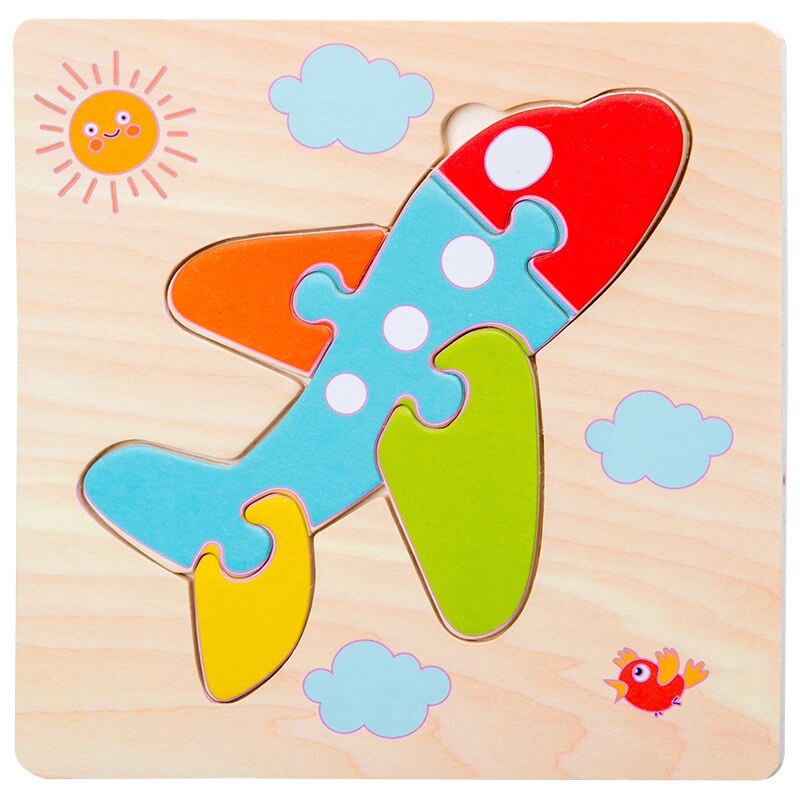 Forma Cognizione Bordo Bambini di Puzzle di Puzzle Giocattoli Di Legno Per Bambini Giocattolo Educativo Del Bambino Montessori Apprendimento Partita Giocattoli Dei Mattoni: Xjy06 aircraft