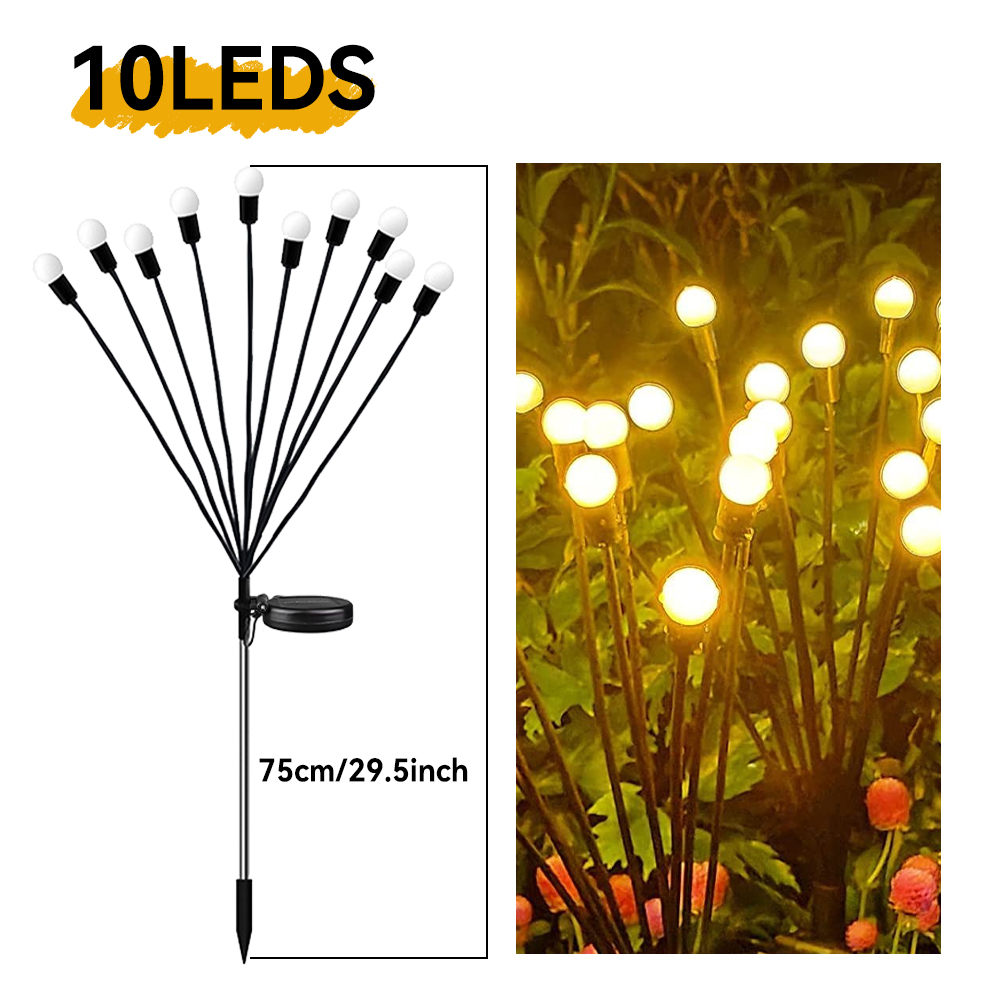 1pc stk . 6/8/10 led-pakke med solcelledrevne ildfluelys, opgraderede solcelledrevne havelys, vandtætte solcelledrevne svajende landskabslys: Gul