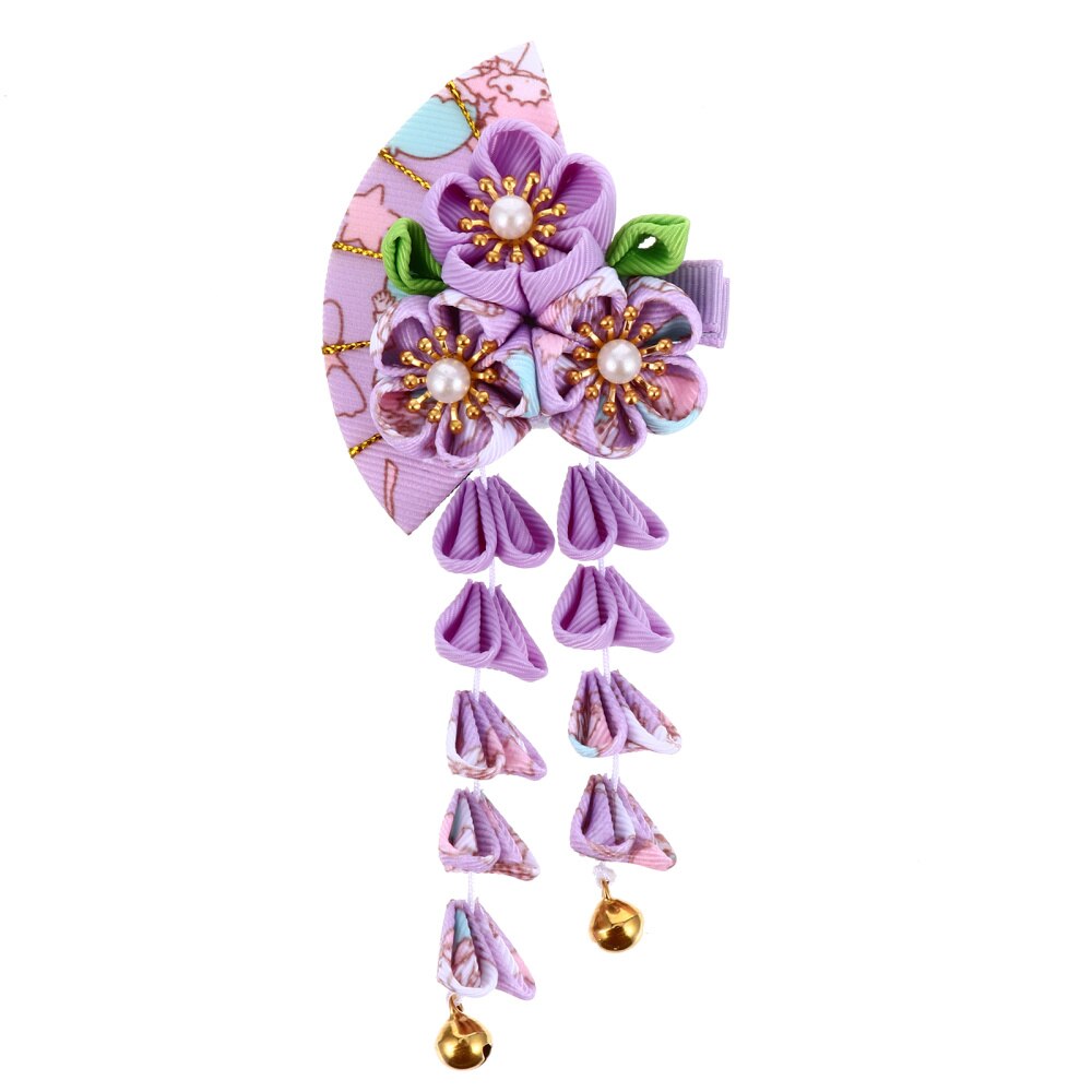 Style japonais gland cloche coiffure pince à cheveux ventilateur forme pince à cheveux décoration de cheveux Style japonais ventilateur forme accessoire de cheveux: Lavender