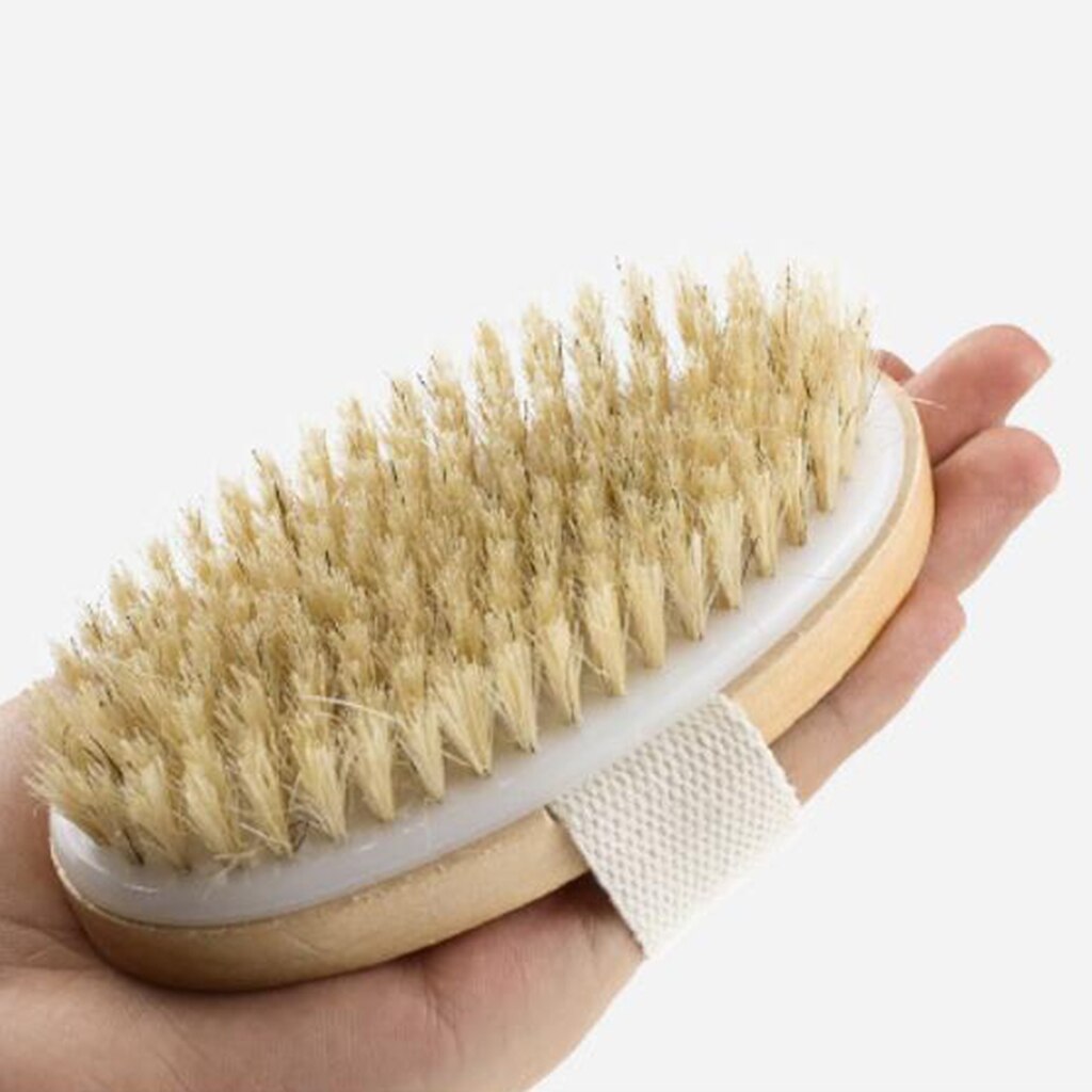 Dry Skin Exfoliation Bath Body Brush Natural Bristle Spa Brush Scrubber Dry Skin Exfoliation Bath Shower Brush Natural