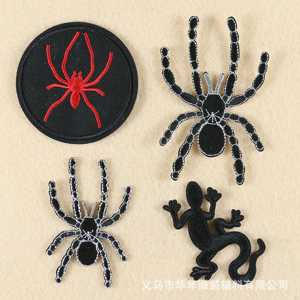 Borduurwerk Patches Halloween Zwarte Spider Applicaties Voor Kleding Naaien Leveringen Diy Craft Ornament Decor Punk Dier