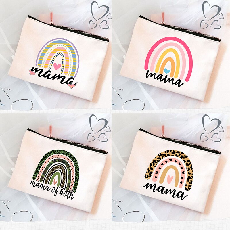 Rainbow Mama Print kosmetyczka kosmetyczka podróżna kobiety Organizer do przyborów toaletowych Tote kobieta przechowywanie makijaż torby torebka prezent dla mamy