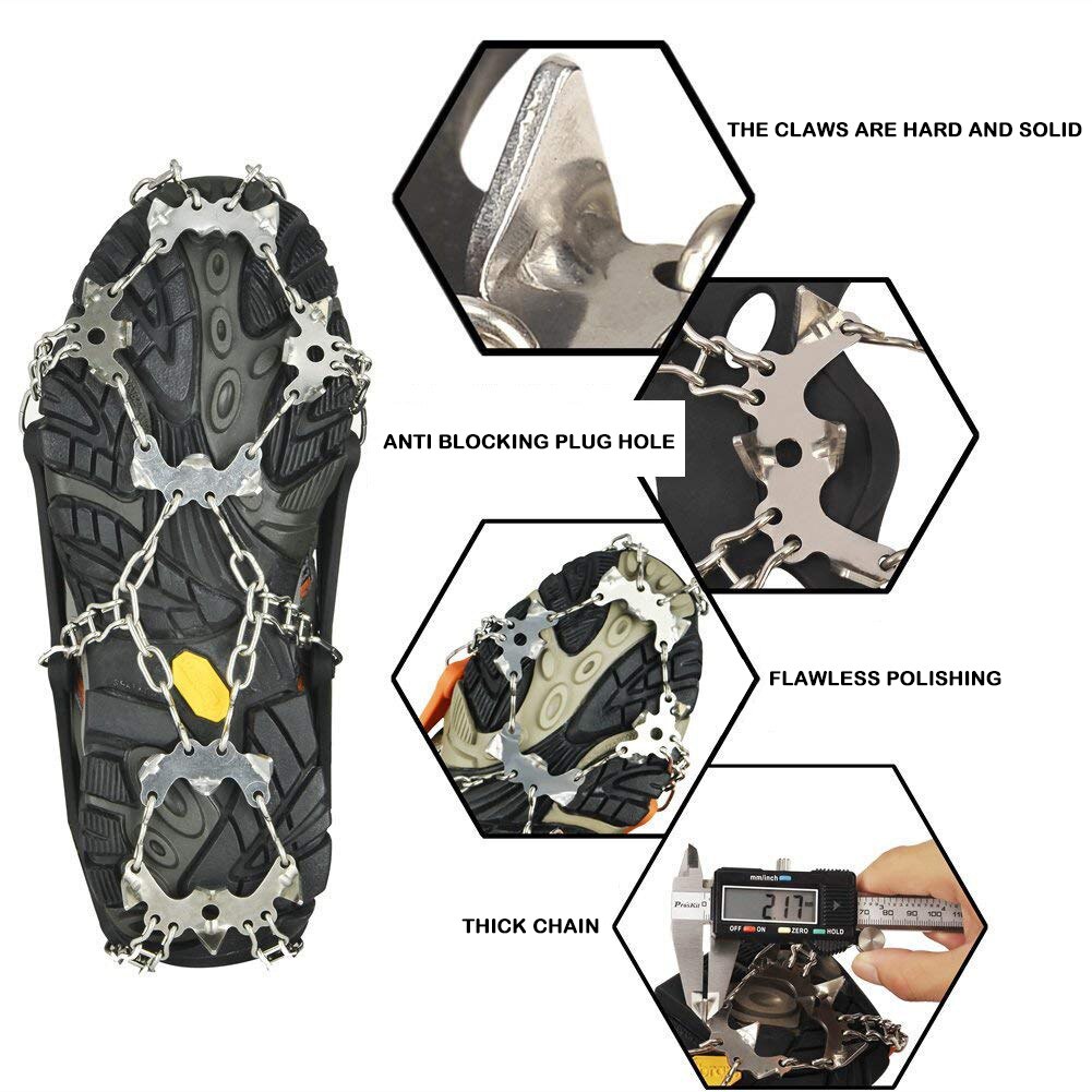 19 Studs Snow Ice Claw Set Climbing Anti Slip Spikes Grips Unisex Shoes Cover Camping Portable Outdoor Elements