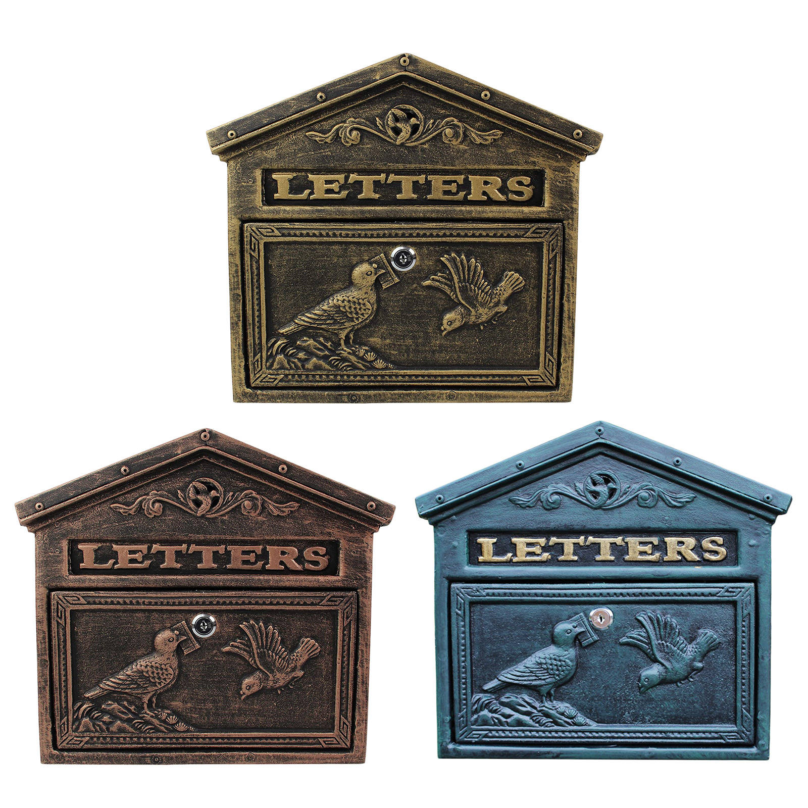 Waterproof pastoral style mailbox Retro Metal Wall Mounted Mailbox Bucket Newspaper Letter Box Post Garden Decor Box