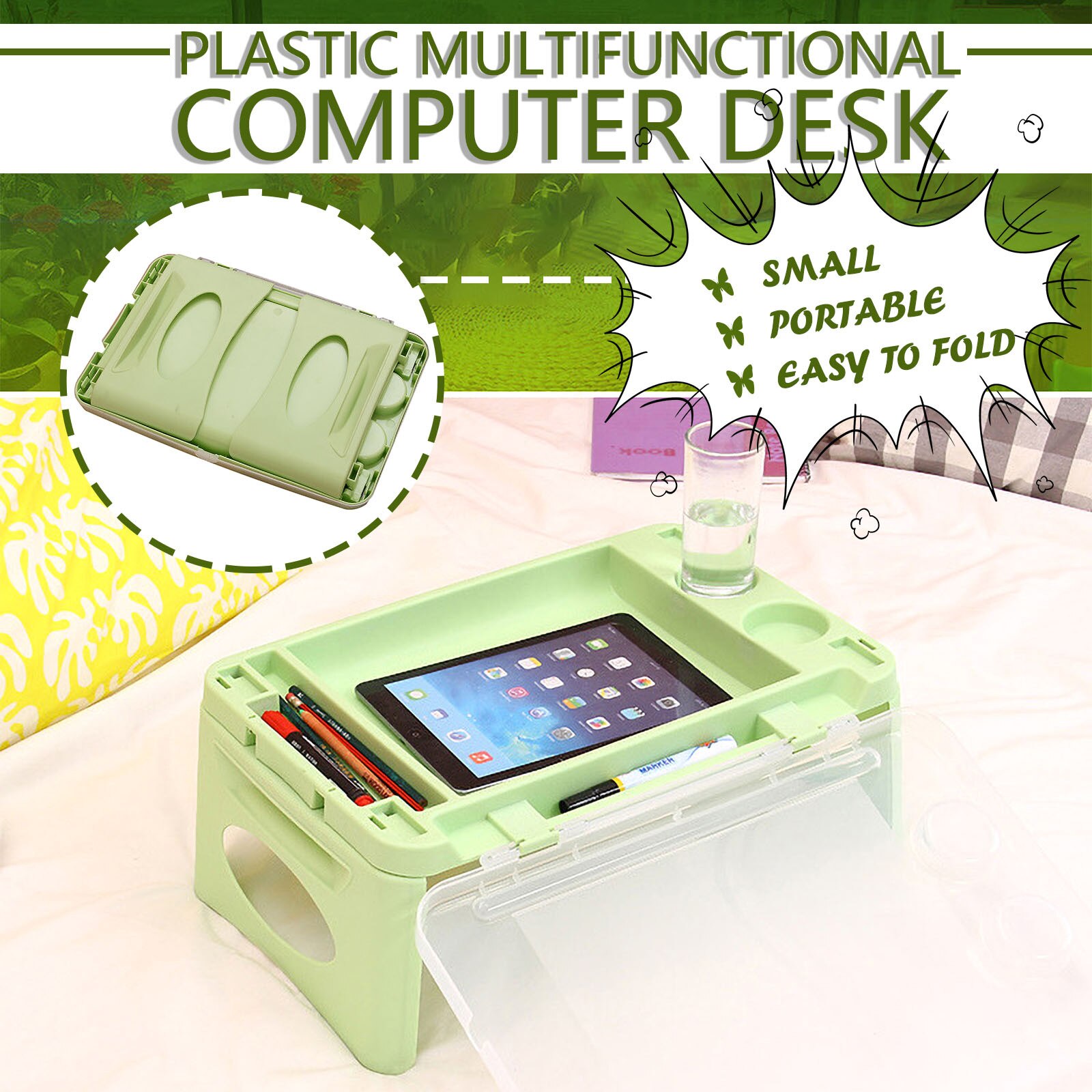 Plastic Multifunctional Foldable Storage Laptop Table Lazy Table Study Table Computer Desk Learning Laptop Desk