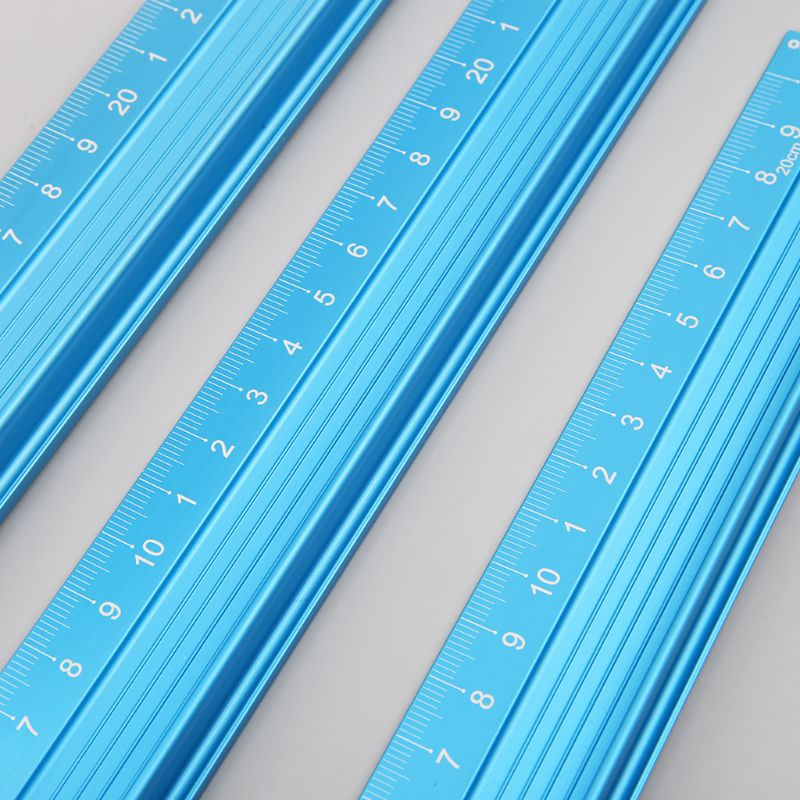20/30/45cm Blue Aluminum Alloy Straight Ruler Protective Scale Measuring Engineers Drawing Tool Rulers 3 Sizes