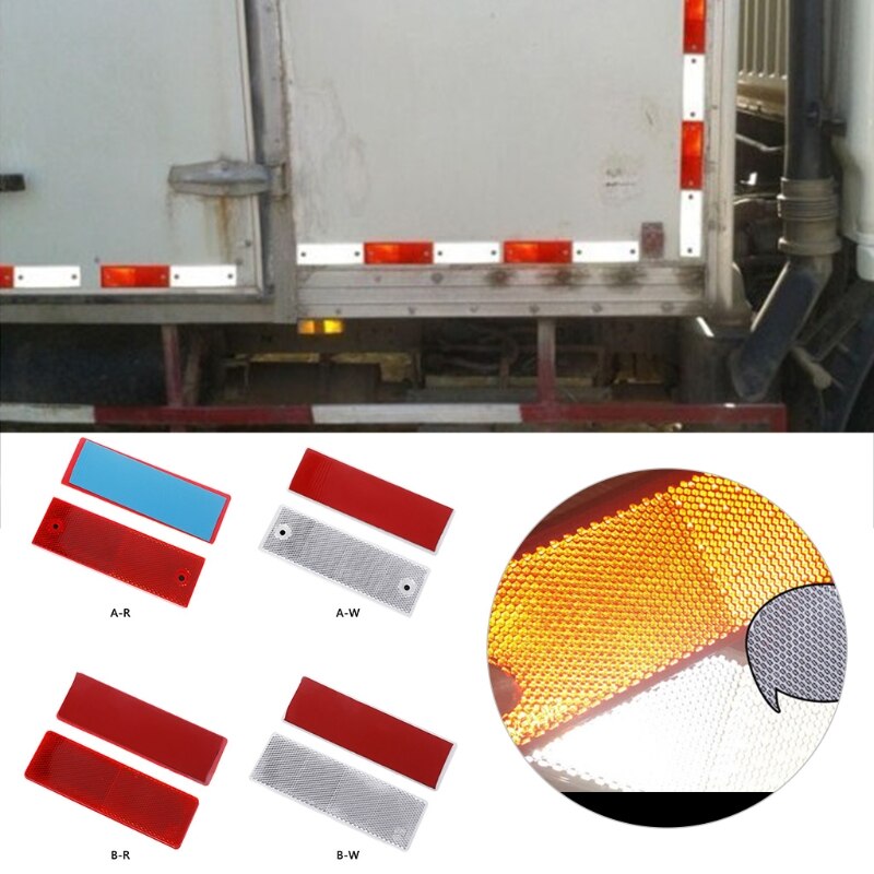 QILEJVS 2pcs Plastic Reflector Reflective Warning Plate Stickers Sign Sheeting Car Truck