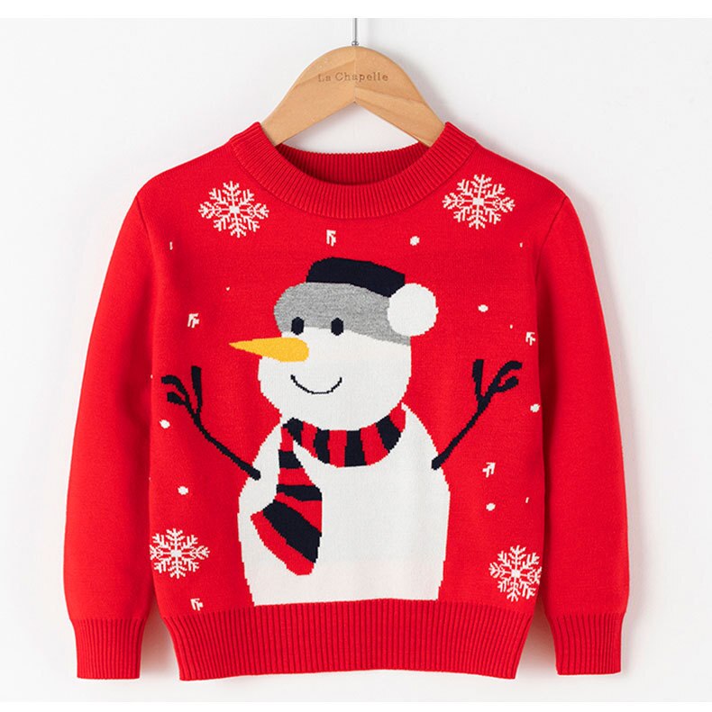 Snowman Pattern Girls Sweater 2 3 4 5 6 Year Old Baby Toddler Children Knitting Tops Clothes Fall Winter Christmas Kids Pullover: Red / 2T