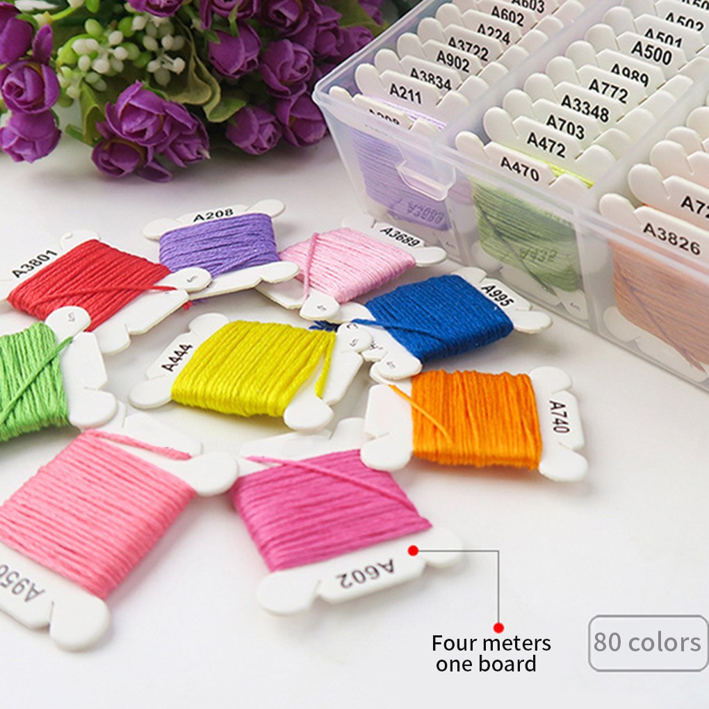 80 Colors 4m Embroidery Floss Set Handicraft DIY Cotton Material Sewing Line Sewing Quilting Threads Lines Kit Color Random