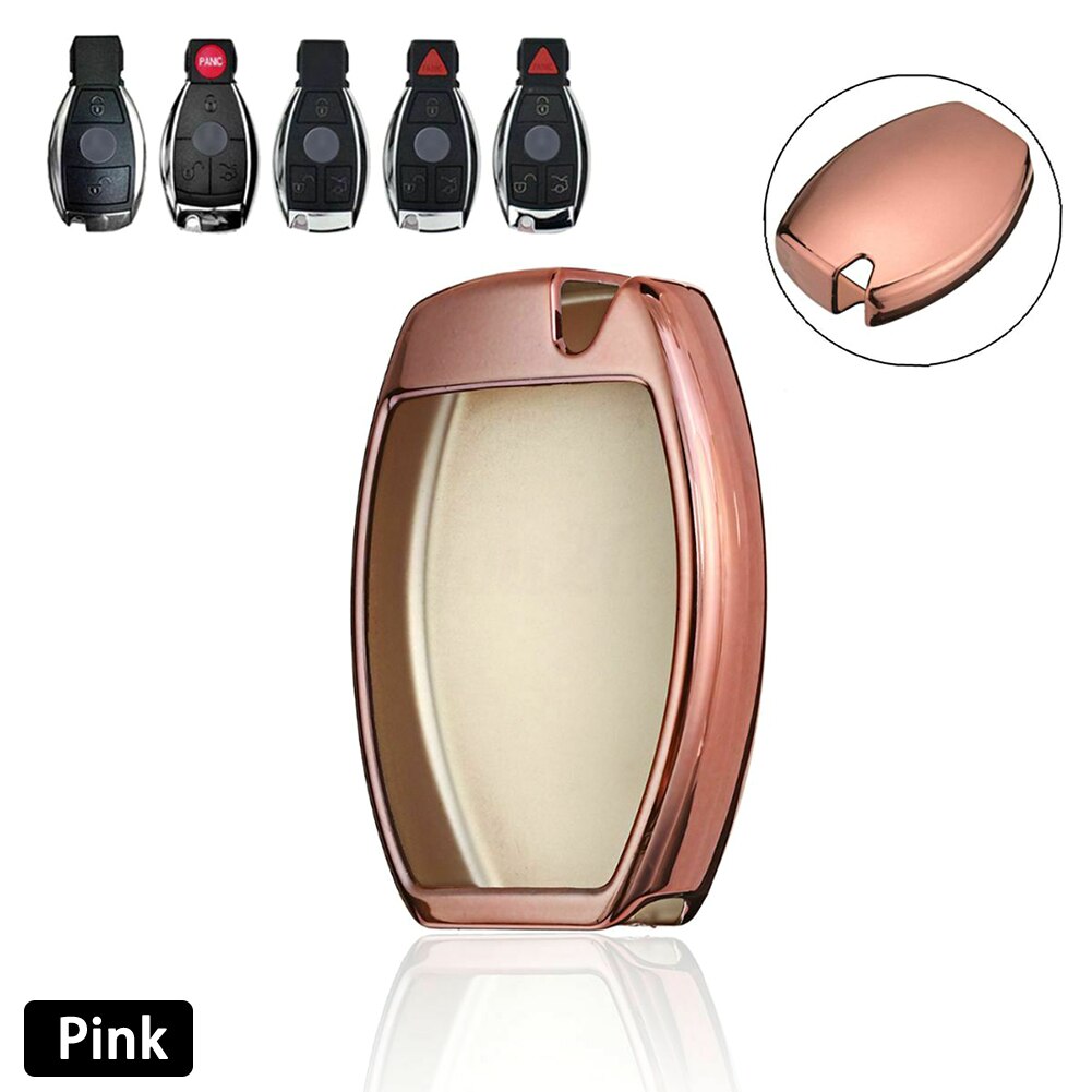 Chiave dell'automobile Della Copertura di TPU Della Copertura Chiave A Distanza Caso Fob Borsette Per Mercedes-Benz A B C E G S M GL AMG Classe Mercedes-Benz C200 C300: Colore rosa