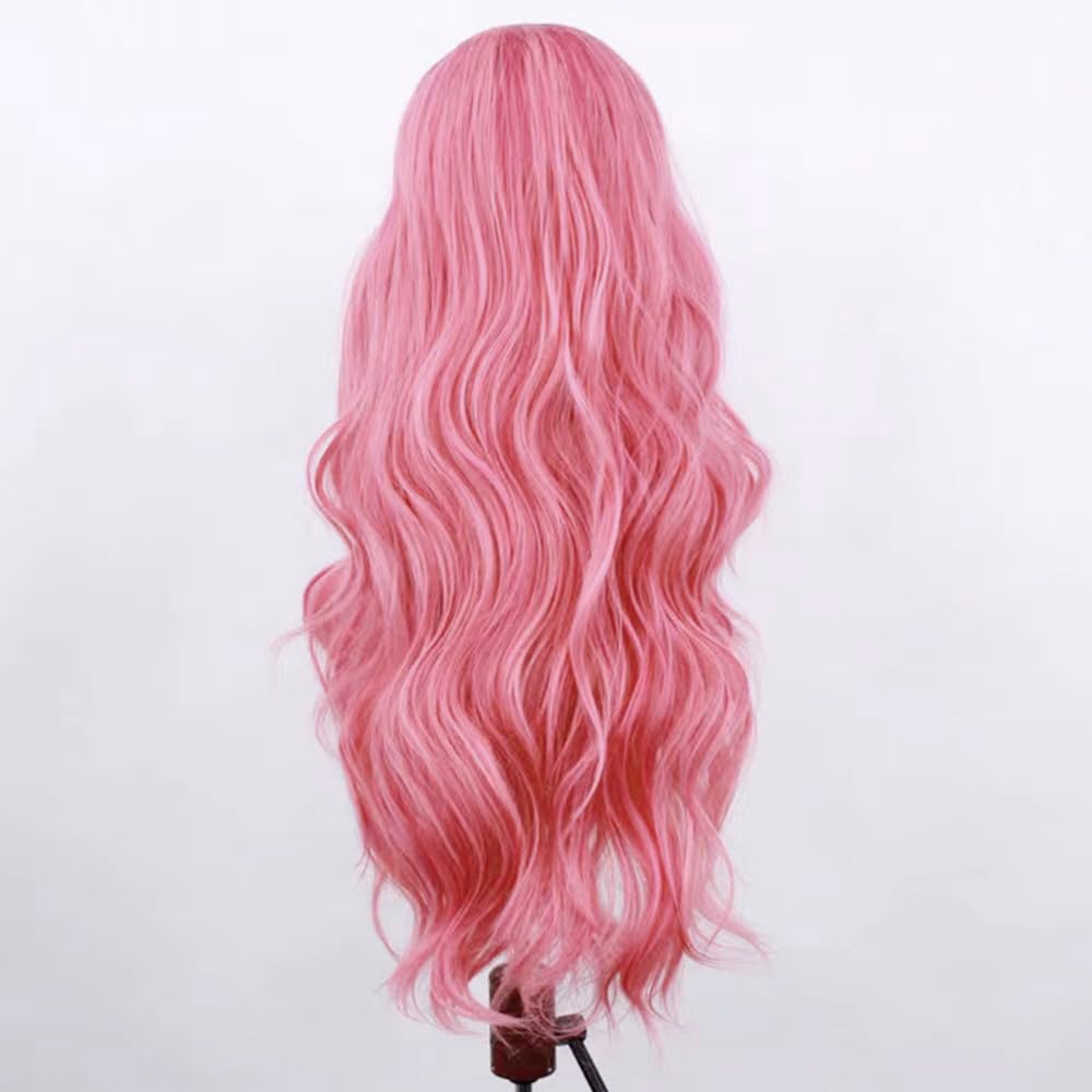Perruque Lace Frontal Wig synthétique Body Wave, perruque rose résistante à la chaleur, perruque longue ondulée rose Pastel, usage quotidien, Cosplay