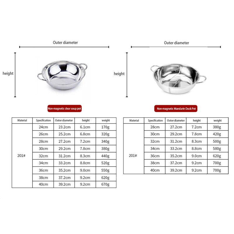 28-38cm Stainless Steel Thick Hotpots Double-Flavor Double Ear Soup Pot Induction Cooker Gas Stove Compatible Pots Cookware