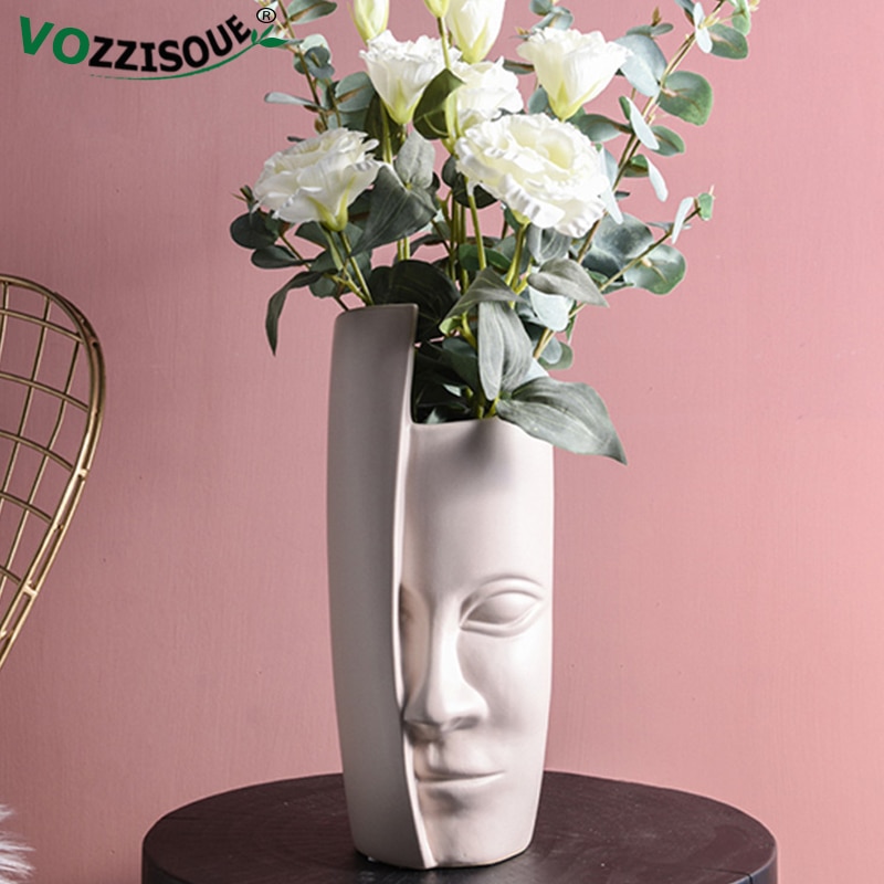 Nordisk minimalistisk keramisk abstrakt vase menneskeligt ansigt bonsai boligindretning desktop plante blomsterpotter værelse dekorative figur figur form