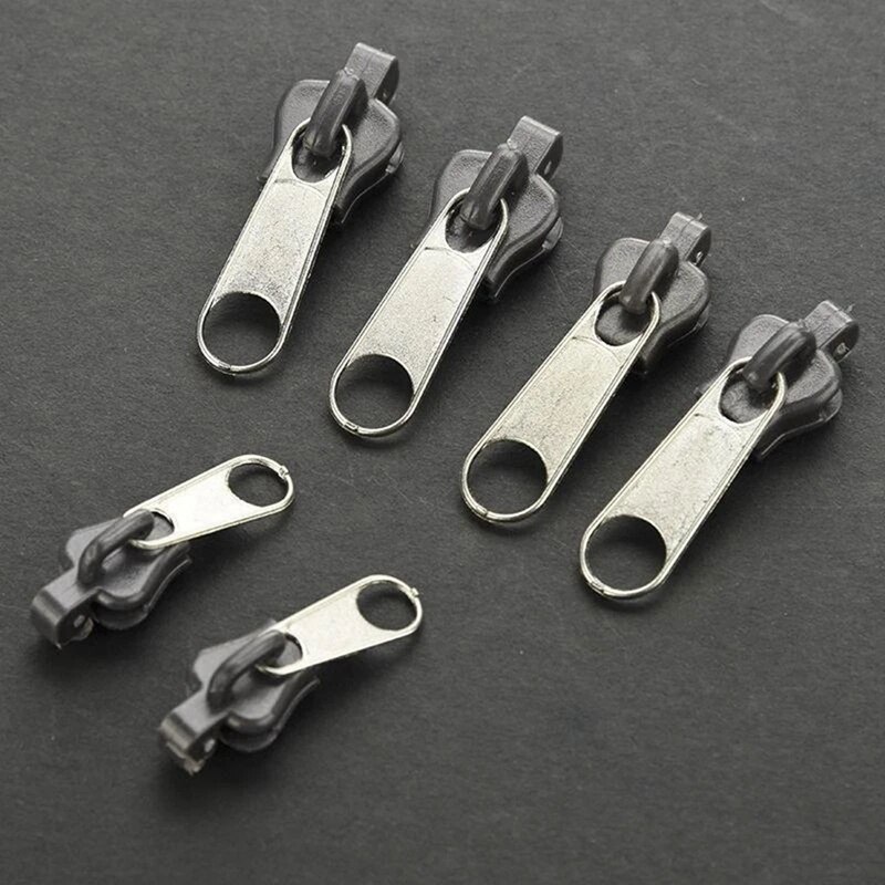 6Pcs Universele Rits Hoofd 3 Maten Instant Fix Rits Reparatie Kit Vervanging Zip Slider Tanden Rescue Ritsen Naaien Accessoires