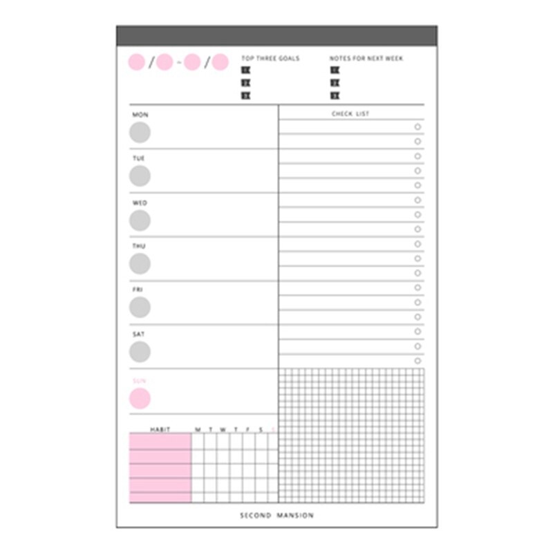60 ark daglig plan / tidsplan / ugentlig desktopplan bogbog memo notesblok teerbare noter bogplan papir papirvarer: Design 1 as billede