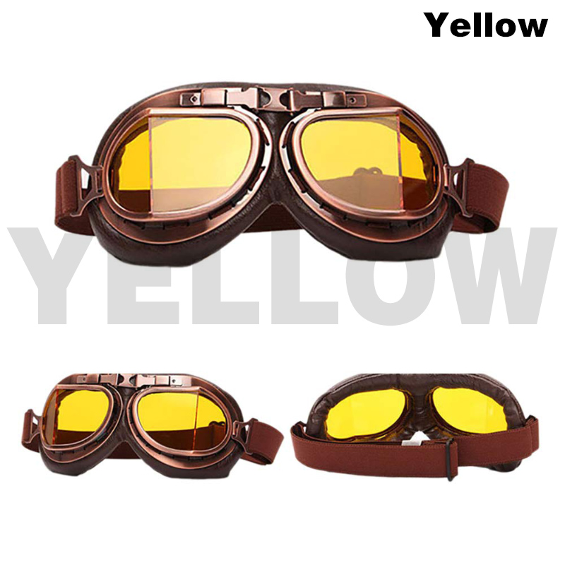 Motorcykel briller retro hjelm pilot briller motorcykel cykel briller vintage klassiske solbriller til gafas motocross dirt bike: Kobber gul