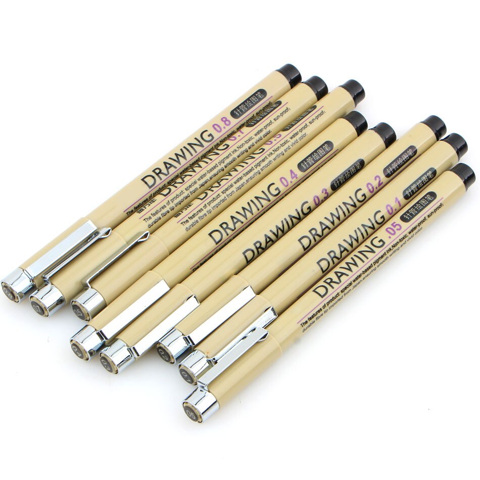 Excellent Black Technical Graphic Fine Line Drawing Pen Sketch Ink Marker Pen 0.05-0.8mm For Hook Line Painting Pen
