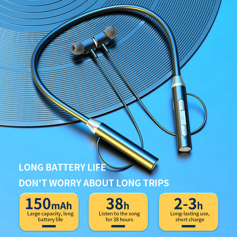 Bluetooth-Kopfhörer, kabelloser Kopfhörer, magnetisch, Sport-NackenbüGel, um Höhle Hals hängende 9D-TWS-Ohrhörer, kabelloses Bluetooth-Headset mit Mikrofon