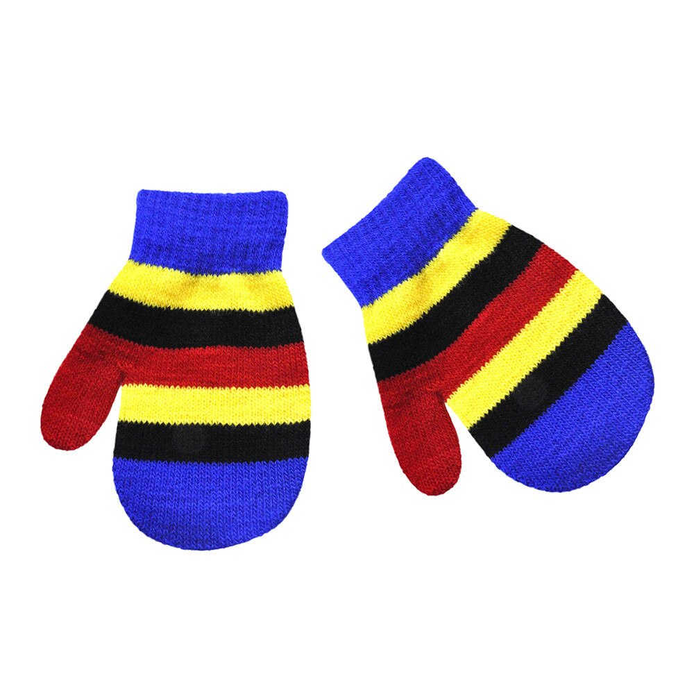 Infant Baby Cute Multicolor Print Girls Boys Of Winter Warm Gloves: Blue