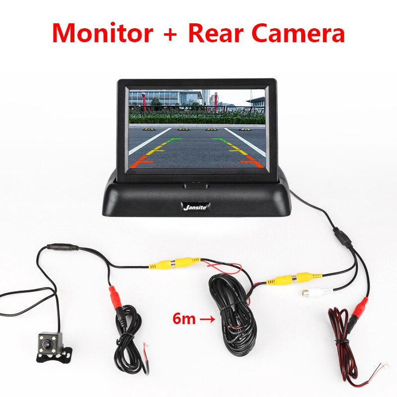 Jansite 4.3 inch HD car monitor Wireless parking assist system Reverse image Folding Sedan RV 12V REAR VIEW: with backup camera