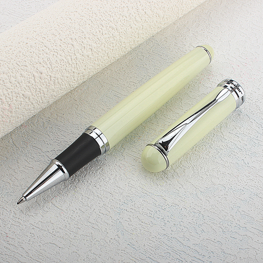 JINHAO 126 Luxury Pure Silver Rollerball Pen Metal Steel Ballpoint Pens with Case Office Supplies: Burgundy